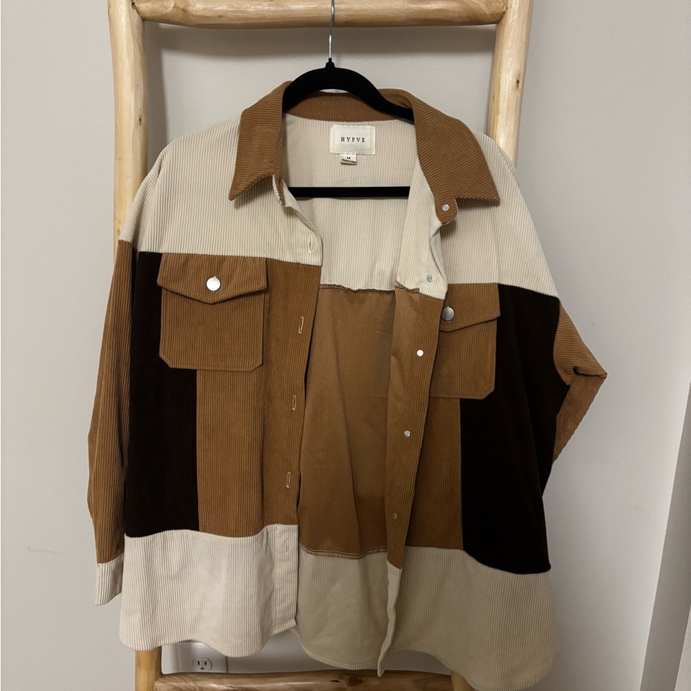 HYFVE Colorblock Corduroy Jacket - Brown, Cream, Tan